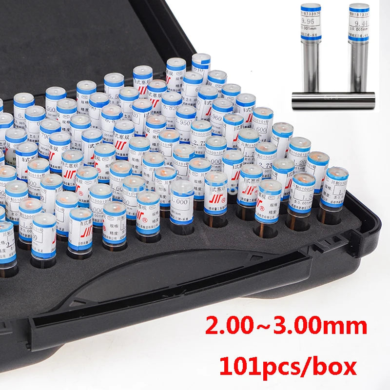 101pcs/box 1-2-3-4-5-6mm step 0.01mm Steel Pin Gauge  pin Measuring Tool Smooth Plug Gauge Hole Gauge