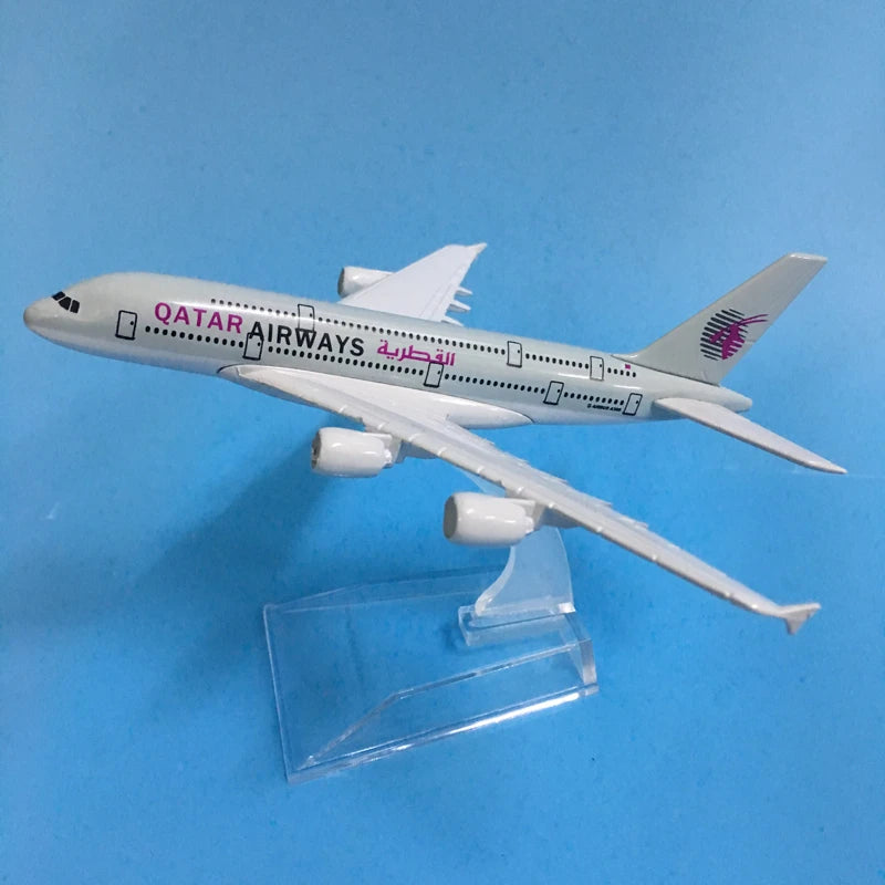 JASON TUTU 16cm QATAR Airways Airbus A380 Airplane Model Airplane Diecast Metal 1/400 Scale Planes