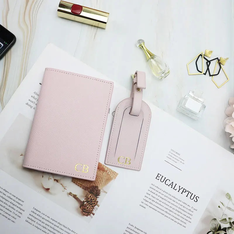 Customizable Name Passport Cover Luggage Tags Set Passport Holder Travel Suitcase Tag Lightweight Travel Accessories Boarding