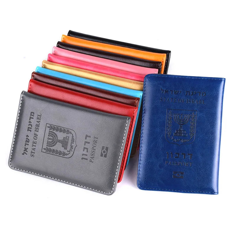 Israel Passport Cover Multicolour PU Leather Hebrew Travel Document ID Credit Card Holder Case Wallet Men Women