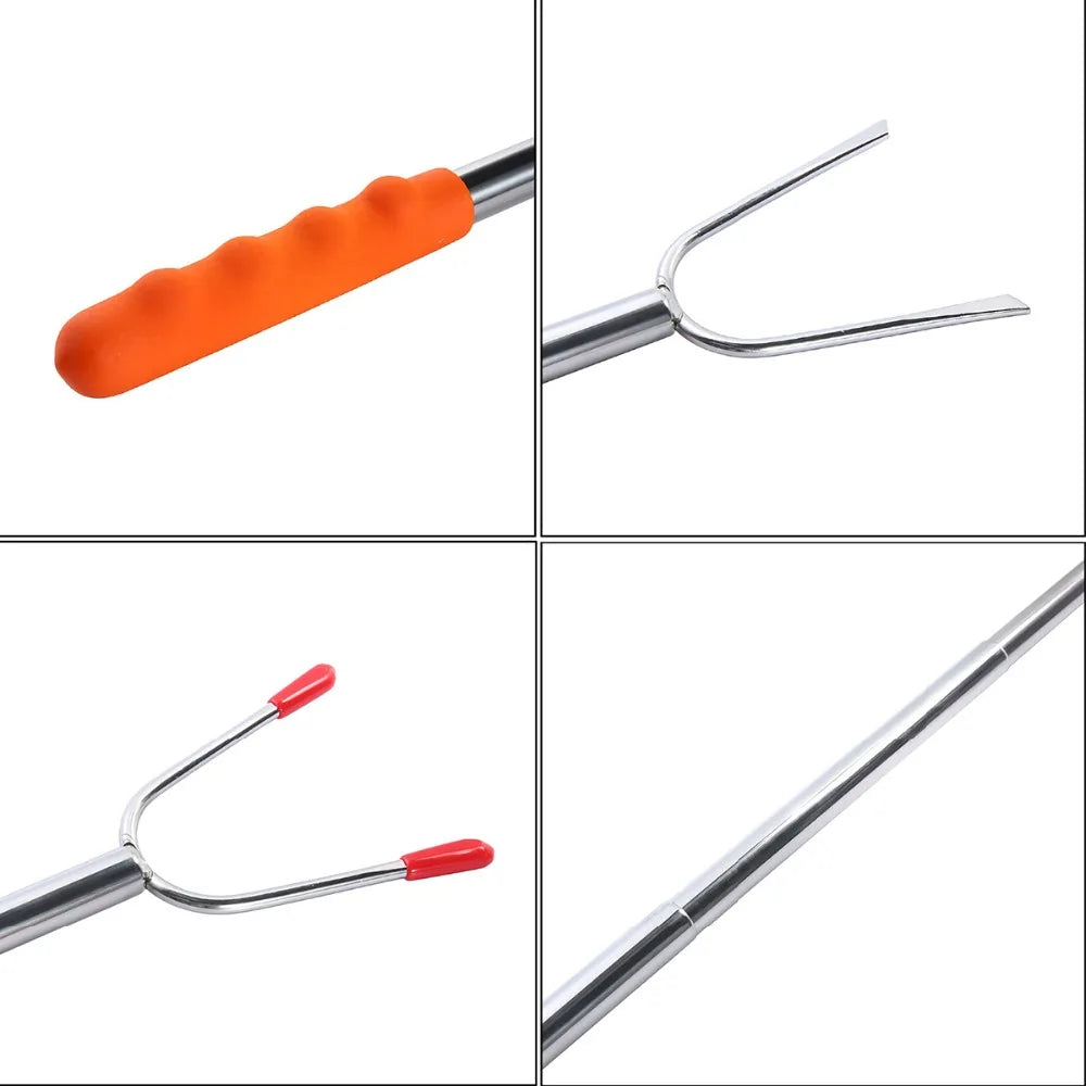 1pc Marshmallow Roasting Sticks Telescopic Smores Skewers Hot Dog Extending Stainless Steel Fork Extra Long 59" for Fire