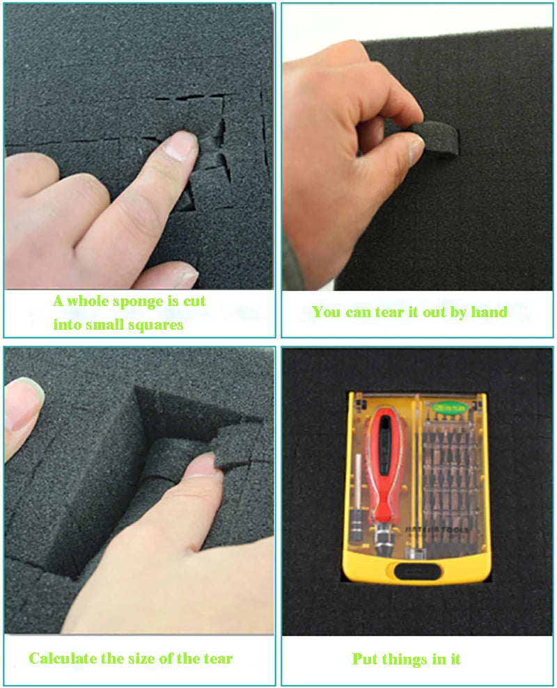 One Set 15X15 Mm Pre-cut Foam 1060x350mm for Tool Case Tool Box