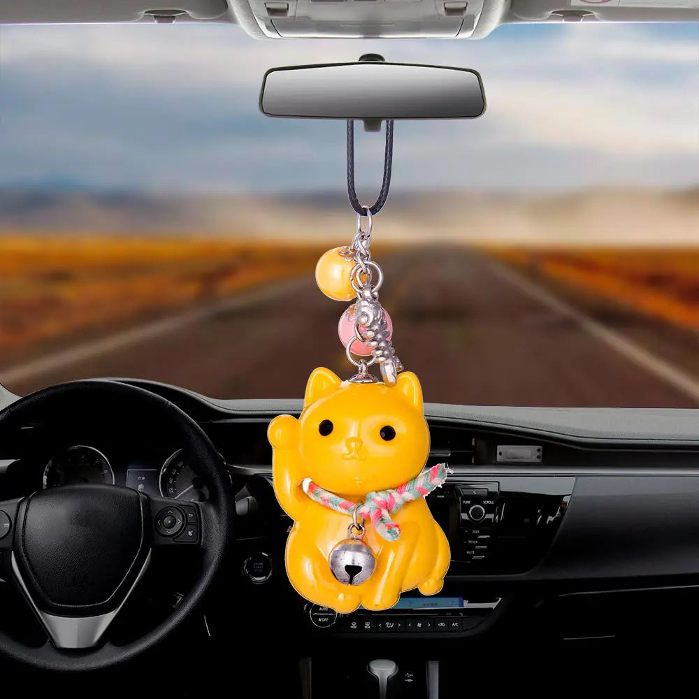 Car Pendant Acrylic luncky Fortune Cat Automobile Decoration Charm Auto Interior Rear View Mirror Hanging Ornament Gifts Styling