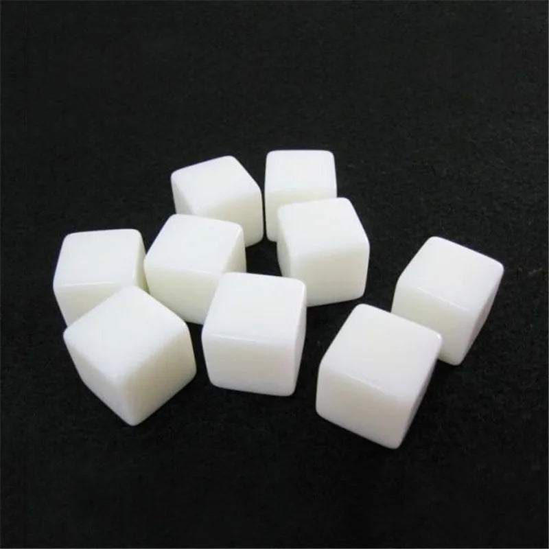 50Pcs 12mm 14mm 16mm 18mm 20mm 25mm Glossy D6 white blank dice Light Plate With Square Angle For DIY Write Painting Graffiti