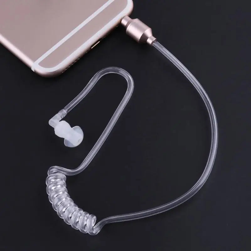 Monaural 3.5mm Soft Air Acoustic Tube In Ear Earphone Stereo Anti-radiation Earpiece Headset for Wireless Bluetooth Clip Device