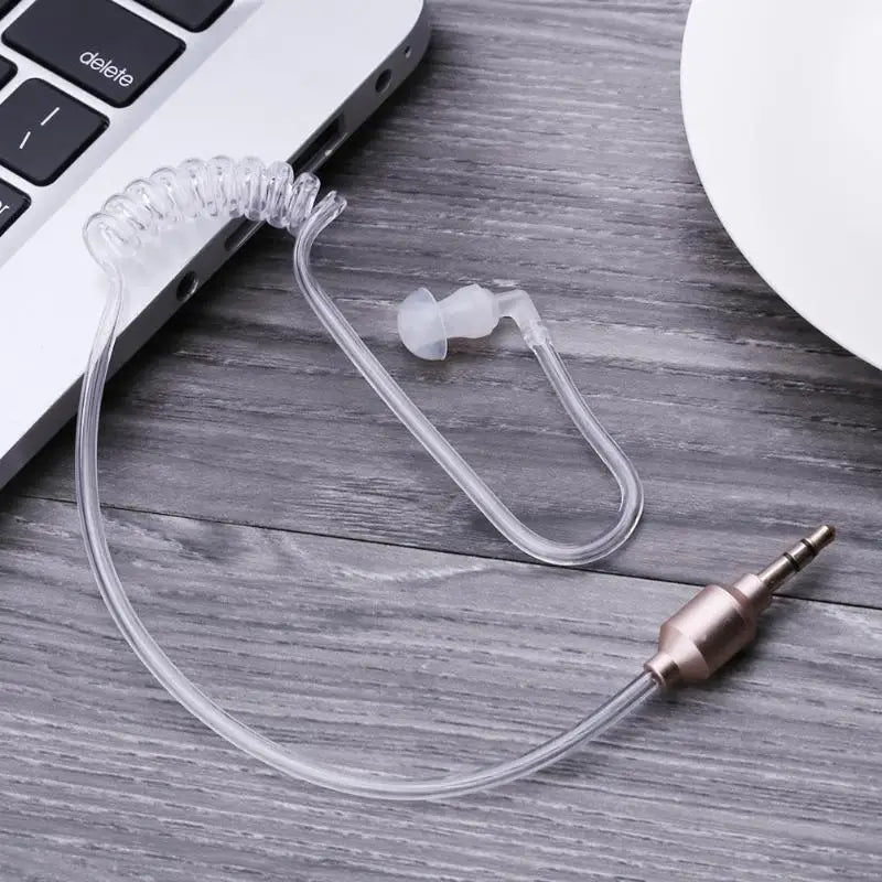 Monaural 3.5mm Soft Air Acoustic Tube In Ear Earphone Stereo Anti-radiation Earpiece Headset for Wireless Bluetooth Clip Device