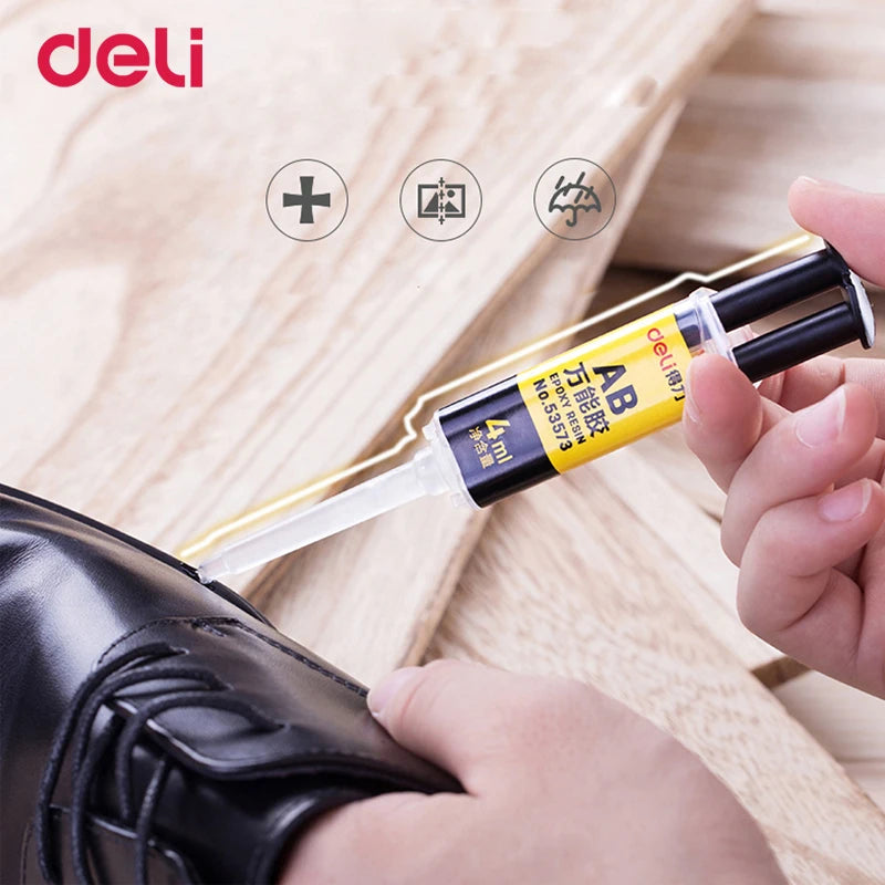 Deli-Epoxy Resin AB Glue, 2 Minutes Curing, Super Liquid Glue for Glass Metal Rubber, Waterproof, Strong Adhesive, 53573, 4ml, 1
