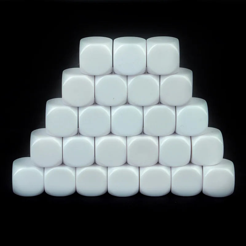 10pcs/pack New Acrylic 16mm White Blank Dice Teaching Props Game Accessories Mathematical Tools Rounded Corner