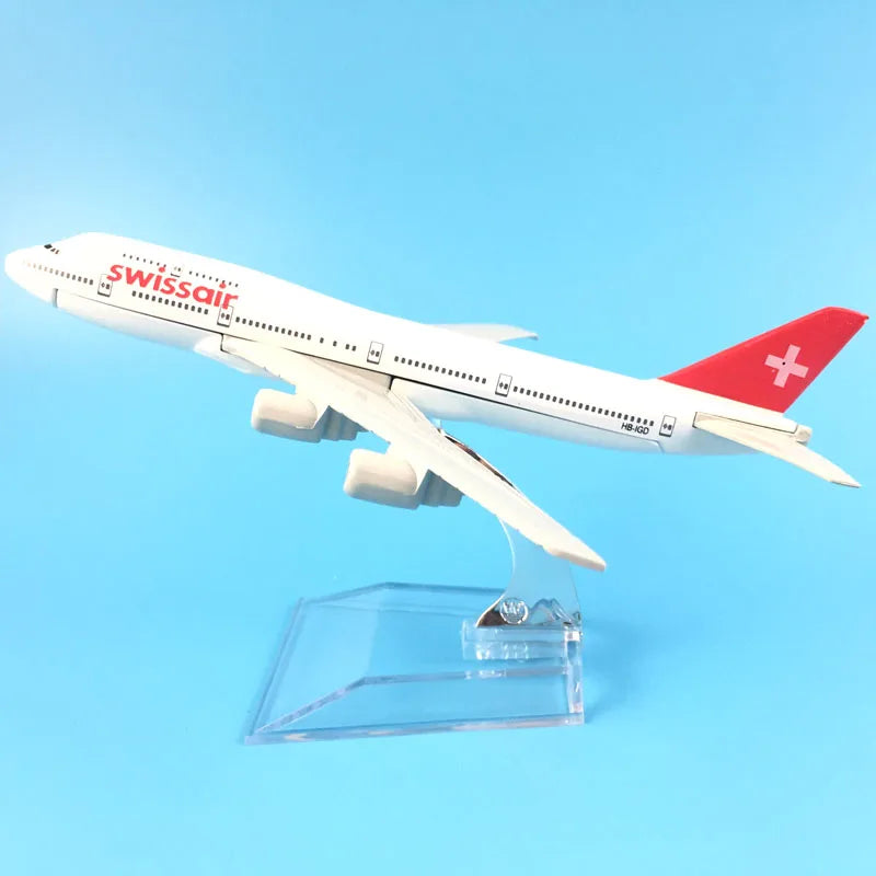 JASON TUTU 16cm Swiss Air Airlines Boeing 747 Airplane Model Airplane Diecast Metal 1/400 Scale Planes