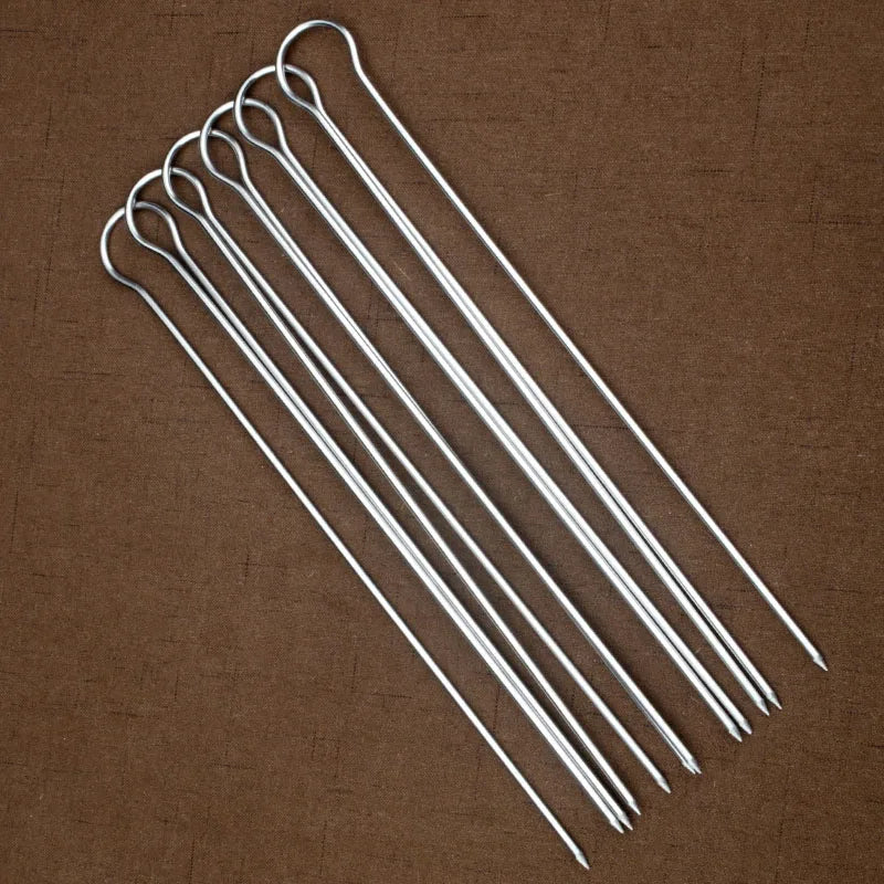 6/10/12pcs U Double BBQ Grill Skewer Set Stainless steel Kebab Skewers Metal BBQ Grilling Sticks  Picnic Camping Barbecue Tools
