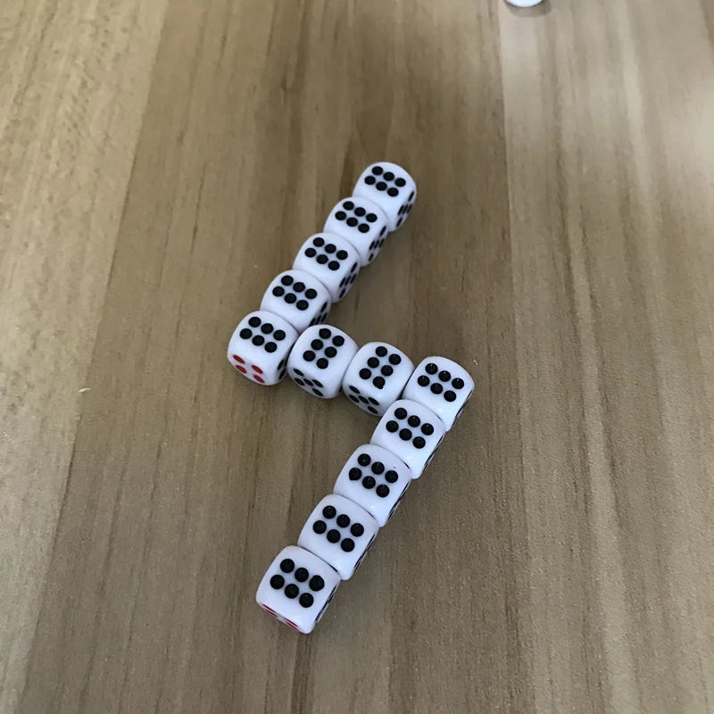 Small 10Pcs/Lot 10mm Dice Acrylic White Dice Fillet Red and Black Points Clubs KTV Dedicated Entertainment Dice Set Yernea