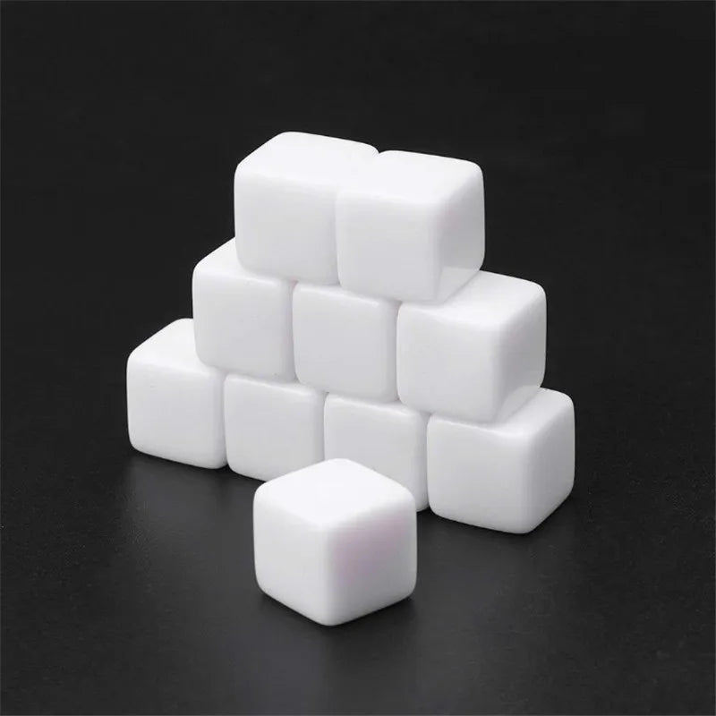 50Pcs 12mm 14mm 16mm 18mm 20mm 25mm Glossy D6 white blank dice Light Plate With Square Angle For DIY Write Painting Graffiti