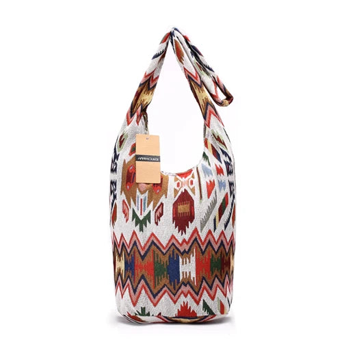 Annmouler New Fashion Women Shoulder Bag Cotton Fabric Sling Shoulder Bag Floral Print Large Capacity Crossbody Messenger Bag