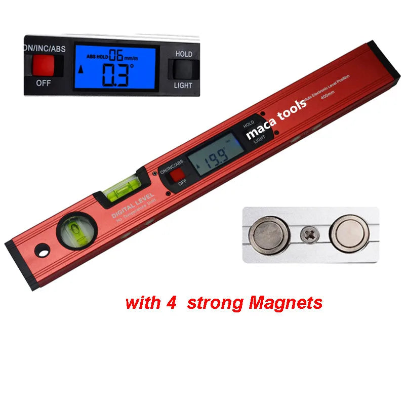 400mm Digital Spirit Level Bubble Magnetic Electric Level 360 Degree Angle Finder Protractor Inclinometer Horizontal Scale Ruler