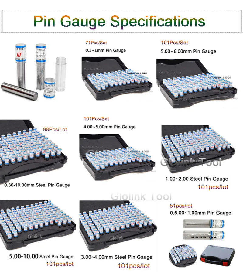 5.00-10.00 step 0.05mm Steel Pin Gauge Pin measure gauge Pin Measuring Tool 101pcs/box