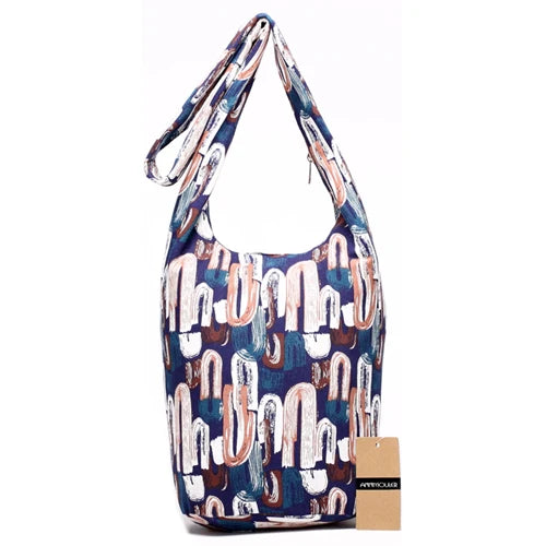 Annmouler New Fashion Women Shoulder Bag Cotton Fabric Sling Shoulder Bag Floral Print Large Capacity Crossbody Messenger Bag