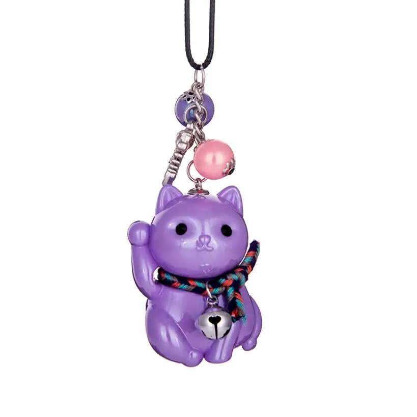 Car Pendant Acrylic luncky Fortune Cat Automobile Decoration Charm Auto Interior Rear View Mirror Hanging Ornament Gifts Styling