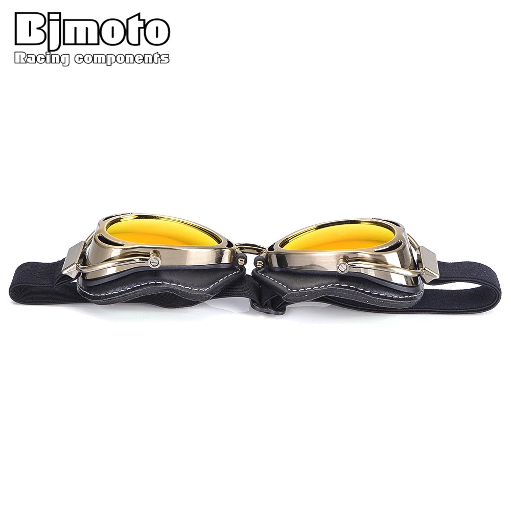 BJMOTO Motorcycle Helmet Steampunk Glasses Flying Goggles Vintage Pilot Biker Eyewear Goggle