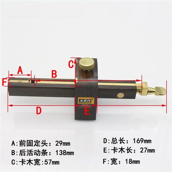 Luxury British Indonesia Ebony+Pure Copper Wearproof Carpenter Woodworking Tool Screw Cutting Gauge Mark Scraper Scribers