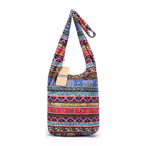 Annmouler New Fashion Women Shoulder Bag Cotton Fabric Sling Shoulder Bag Floral Print Large Capacity Crossbody Messenger Bag
