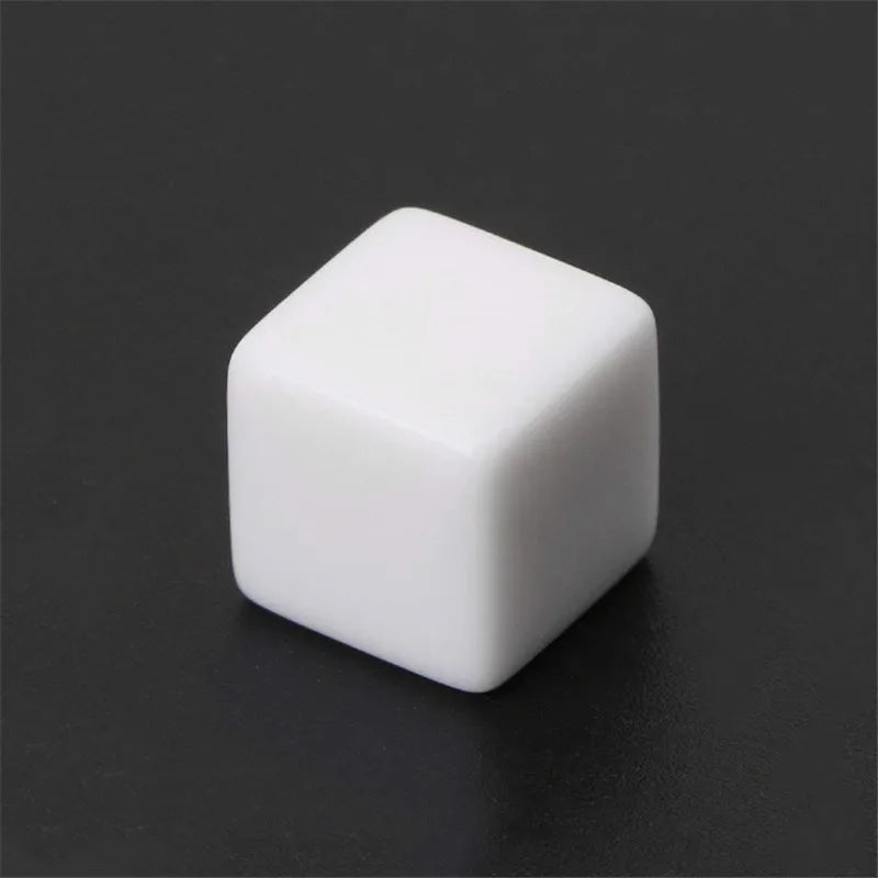 50Pcs 12mm 14mm 16mm 18mm 20mm 25mm Glossy D6 white blank dice Light Plate With Square Angle For DIY Write Painting Graffiti