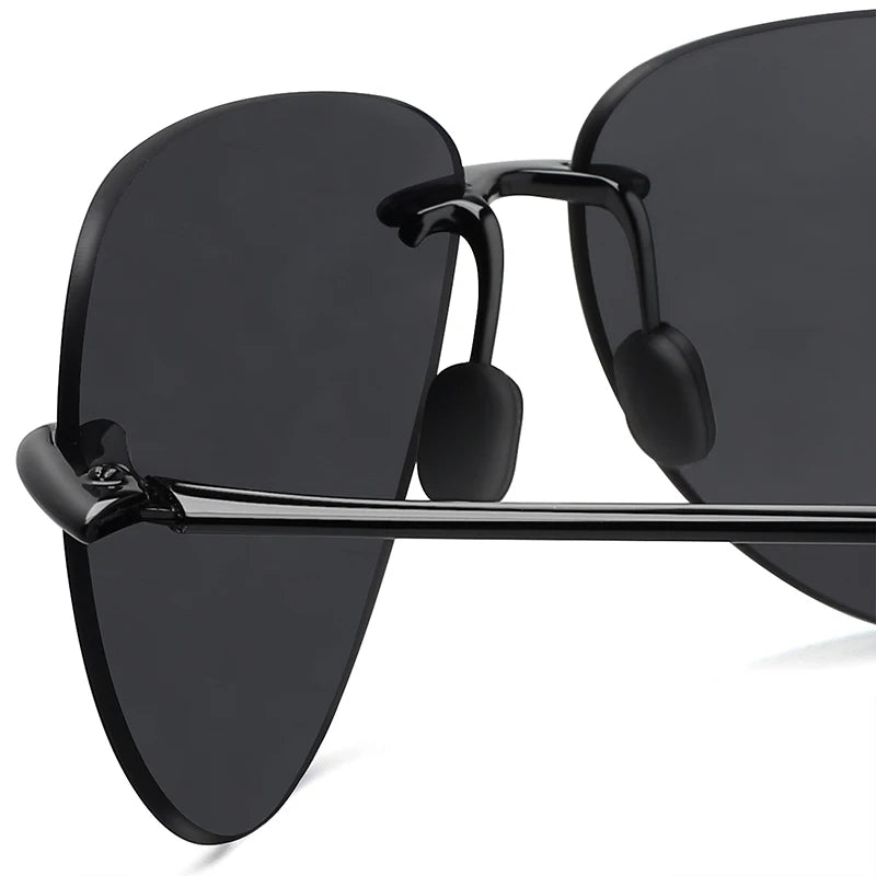 MAXJULI Men sunglasses Classic UV400 Fashion Driving Sports Unbreakable Rimless Oval Male Women's TR90 Frame Sun Eyewear 8008