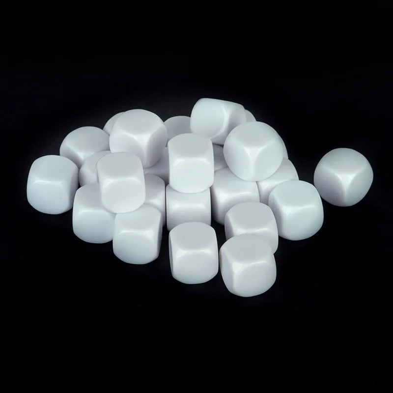 10pcs/pack New Acrylic 16mm White Blank Dice Teaching Props Game Accessories Mathematical Tools Rounded Corner