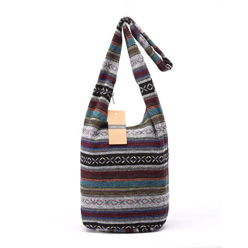 Annmouler New Fashion Women Shoulder Bag Cotton Fabric Sling Shoulder Bag Floral Print Large Capacity Crossbody Messenger Bag