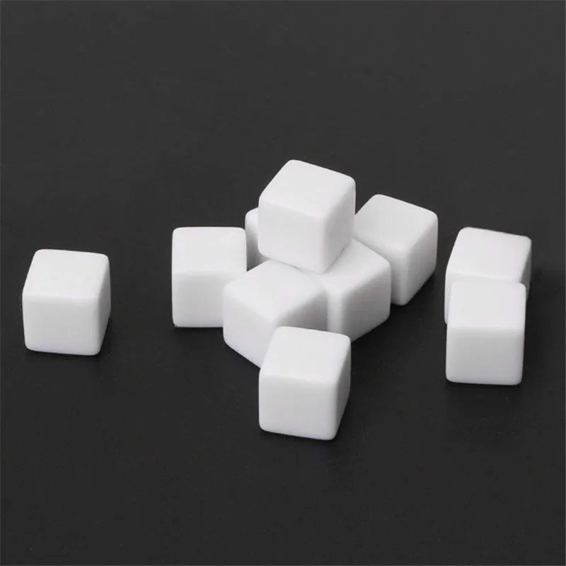 50Pcs 12mm 14mm 16mm 18mm 20mm 25mm Glossy D6 white blank dice Light Plate With Square Angle For DIY Write Painting Graffiti