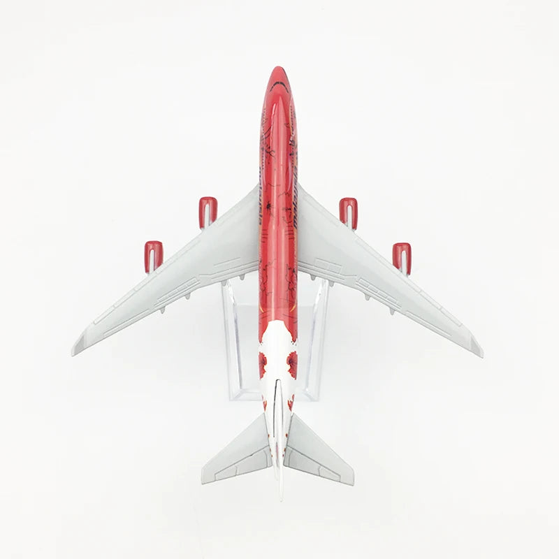JASON TUTU 16cm  Malaysia Airlines big Red flower Boeing 747 Aircraft Model Planel Airplane Diecast Metal 1/400 Scale Planes