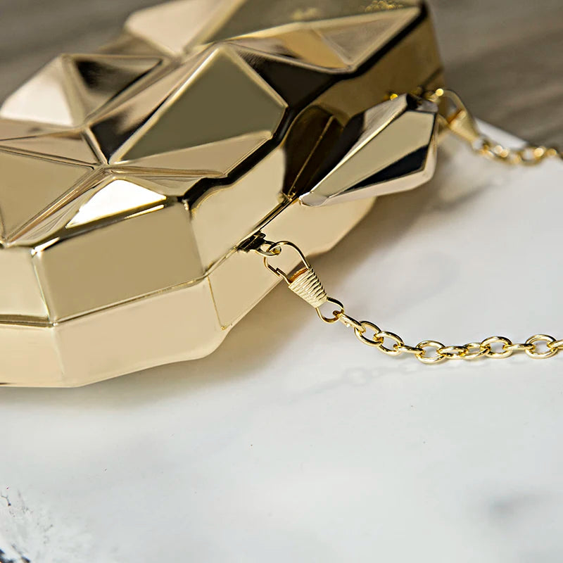 Gold Acrylic Box Geometric Evening Bag Clutch Bags Elegant Chain Women Handbag For Party Shoulder Bag For Wedding/Dating/Party