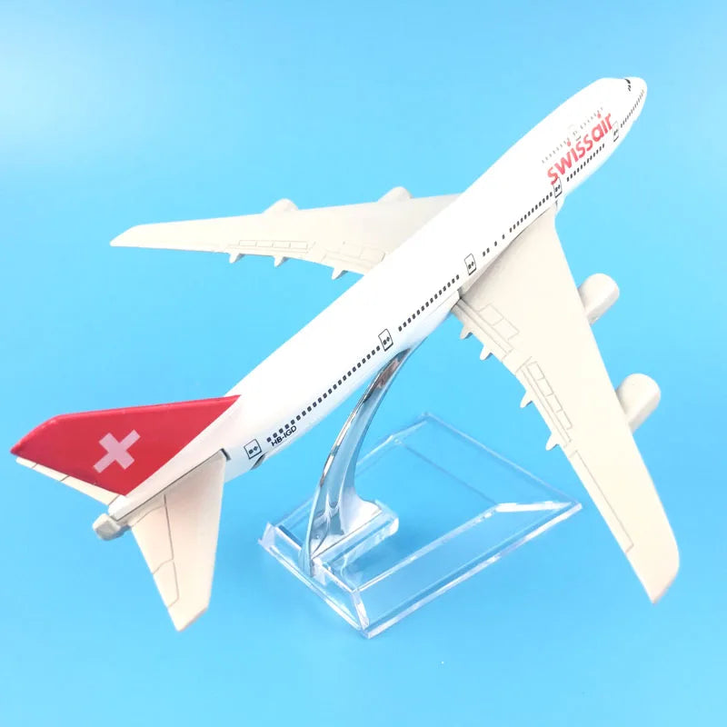 JASON TUTU 16cm Swiss Air Airlines Boeing 747 Airplane Model Airplane Diecast Metal 1/400 Scale Planes