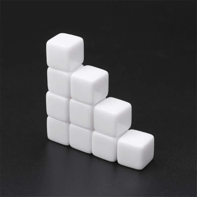 50Pcs 12mm 14mm 16mm 18mm 20mm 25mm Glossy D6 white blank dice Light Plate With Square Angle For DIY Write Painting Graffiti