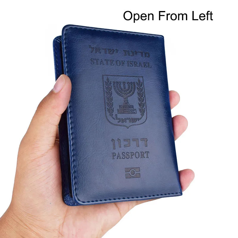 Israel Passport Cover Multicolour PU Leather Hebrew Travel Document ID Credit Card Holder Case Wallet Men Women