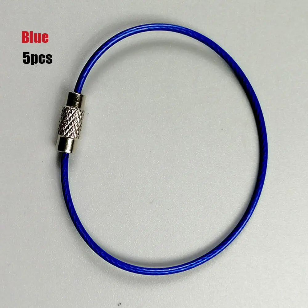 5Pcs Colorful EDC Stainless Steel Carabiner Keychain Key Holder Wire Keyrings Cable Rope Screw Locking Key Chain Outdoor Tools