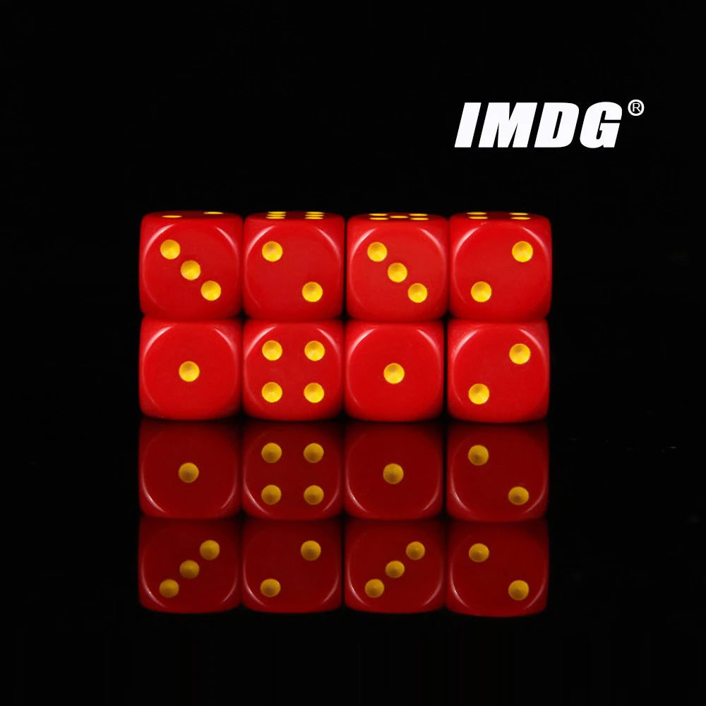 10pcs/pack New Acrylic Red Dice 16mm Red Gold Round Corner High Quality Boutique Game Dice