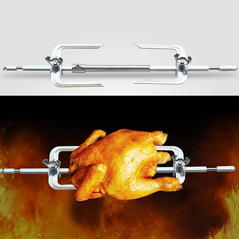 Scalable Steel Rotating Chicken Roasting Fork Grilled Chicken Fork Fryer Accessories Grill Tool for Rotisserie Oven Utensil 31CM