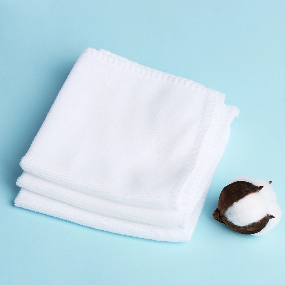 2/6/10Pcs White Square Cotton Microfiber Car Cloth Towel Home Kitchen Wash Tools Cleaning Cloth Household Supplies 25x25cm