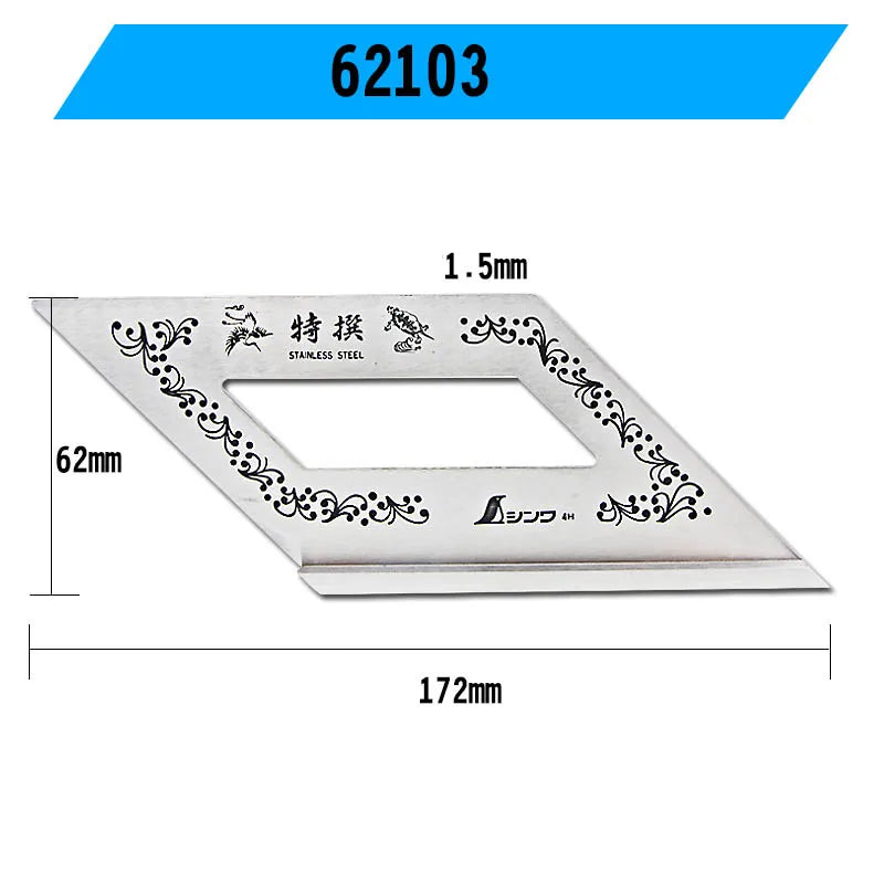 SHINWA Multi-Function Woodworking Square 45 Degree 90 Degree Line Angle Ruler Stop Type Regulation Gauges