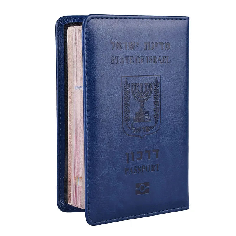 Israel Passport Cover Multicolour PU Leather Hebrew Travel Document ID Credit Card Holder Case Wallet Men Women
