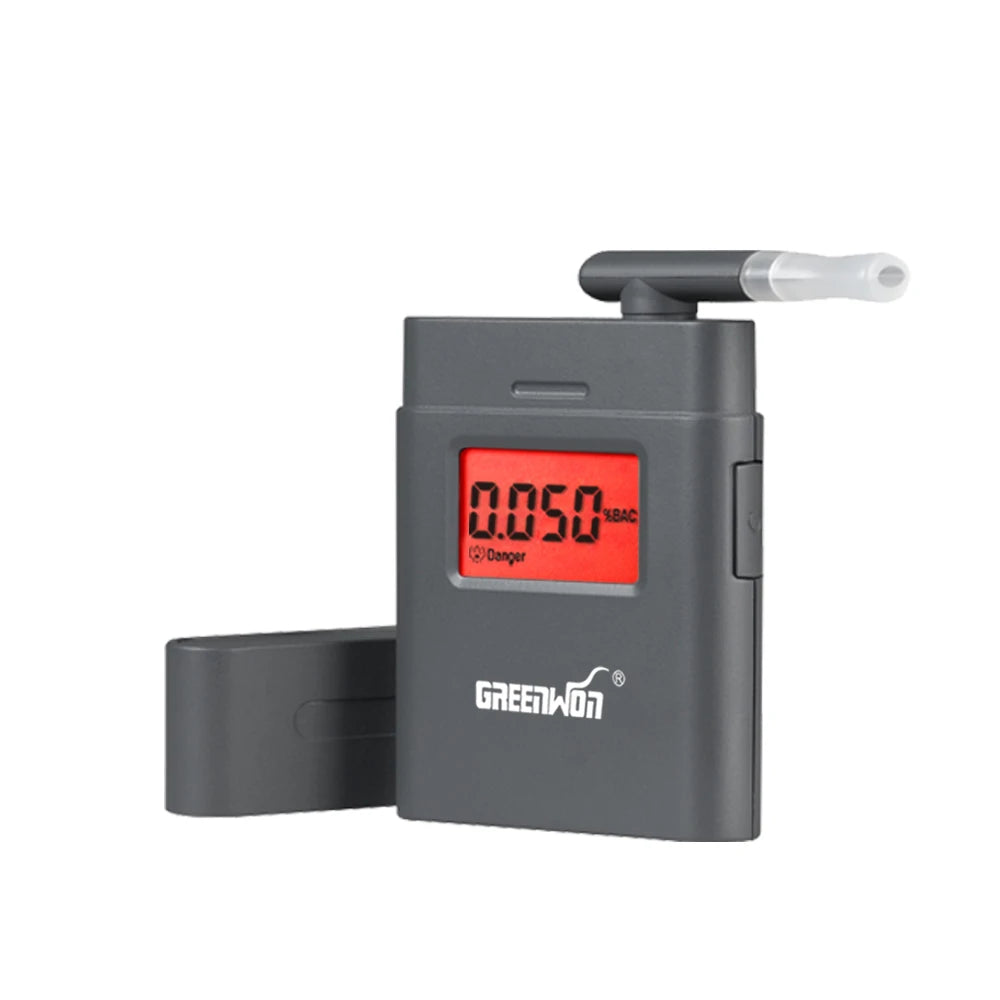 GREENWON LCD Display Mini Digital Breath Alcohol Tester Driving Breathalyzer BAC Analyzer with 5 Mouthpieces