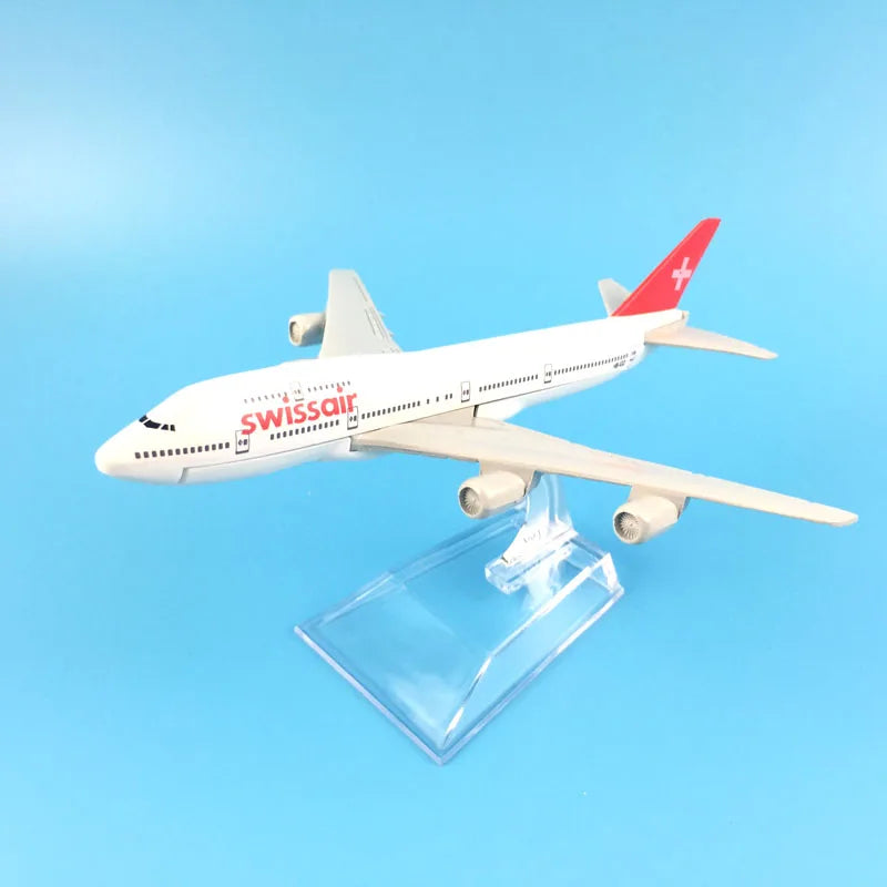 JASON TUTU 16cm Swiss Air Airlines Boeing 747 Airplane Model Airplane Diecast Metal 1/400 Scale Planes