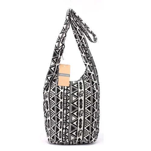 Annmouler New Fashion Women Shoulder Bag Cotton Fabric Sling Shoulder Bag Floral Print Large Capacity Crossbody Messenger Bag