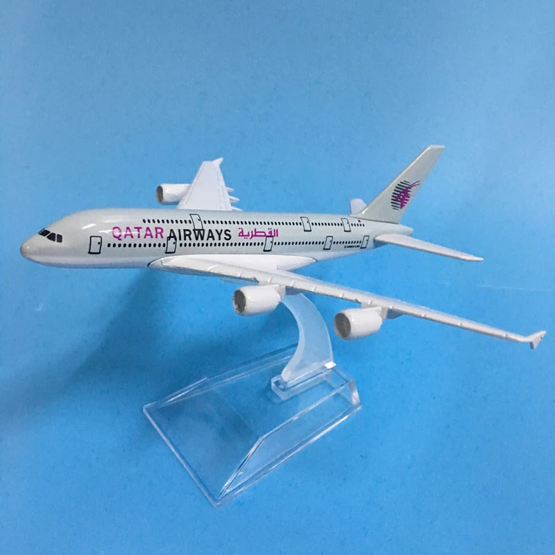JASON TUTU 16cm QATAR Airways Airbus A380 Airplane Model Airplane Diecast Metal 1/400 Scale Planes