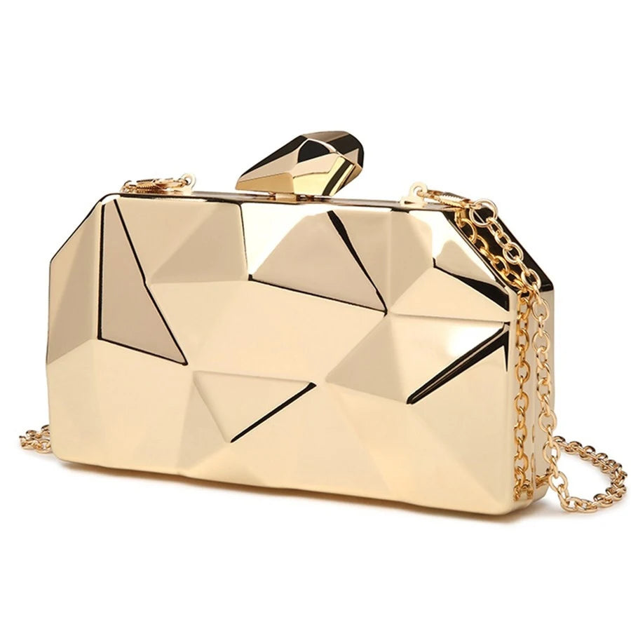 Gold Acrylic Box Geometric Evening Bag Clutch Bags Elegant Chain Women Handbag For Party Shoulder Bag For Wedding/Dating/Party