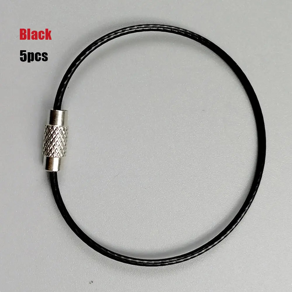5Pcs Colorful EDC Stainless Steel Carabiner Keychain Key Holder Wire Keyrings Cable Rope Screw Locking Key Chain Outdoor Tools