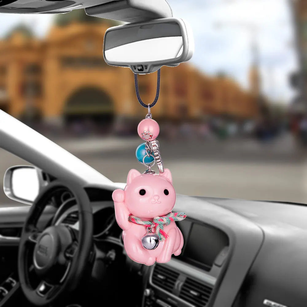 Car Pendant Acrylic luncky Fortune Cat Automobile Decoration Charm Auto Interior Rear View Mirror Hanging Ornament Gifts Styling