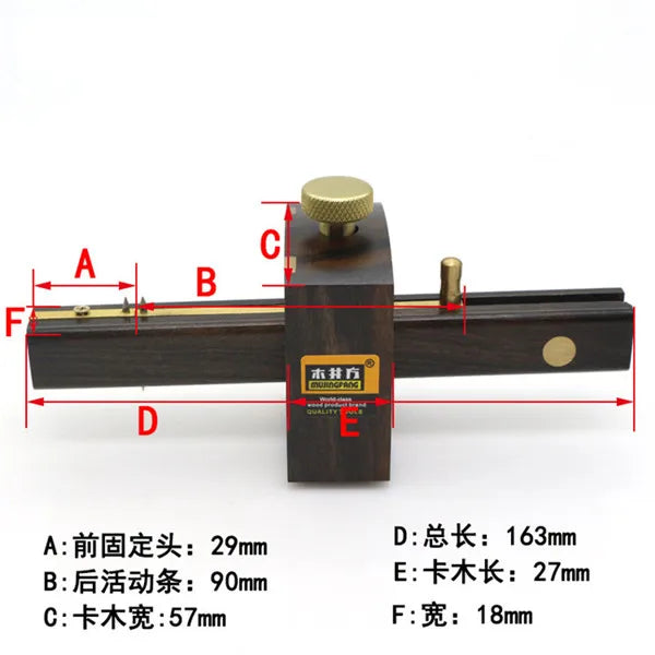 Luxury British Indonesia Ebony+Pure Copper Wearproof Carpenter Woodworking Tool Screw Cutting Gauge Mark Scraper Scribers