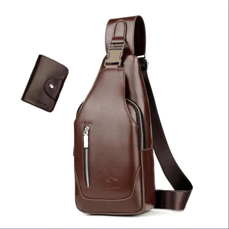 Design UBS Soft Leather Men Chest Bag Anti Theft Mens Shoulder Bags Casual Sports Travel Messenger Bags Man Business Bag Purses