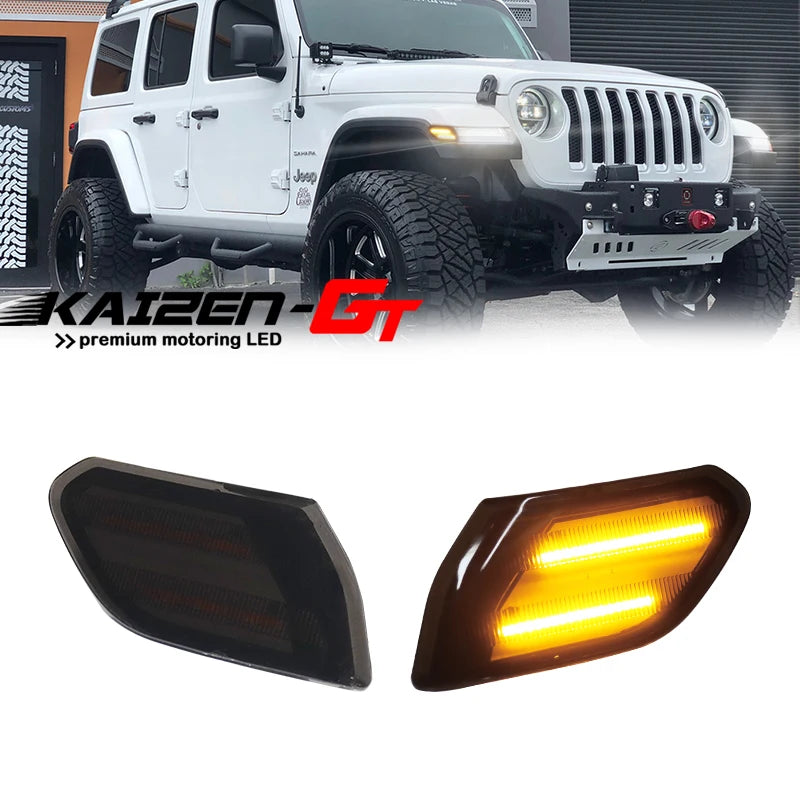 Amber LED Car Front Fender Side Marker Lights For Jeep Wrangler JL 2018-up For Jeep Gladiator JT 2020-up Turn Signal Lights 12V